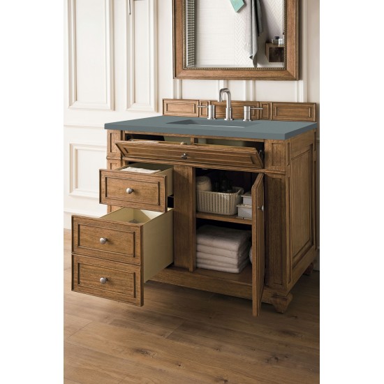 Bristol 36" Single Vanity, Saddle Brown, w/ 3 CM Cala Blue Quartz Top