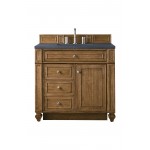 Bristol 36" Single Vanity, Saddle Brown, w/ 3 CM Charcoal Soapstone Quartz Top