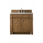 Bristol 36" Single Vanity, Saddle Brown, w/ 3 CM Eternal Serena Quartz Top