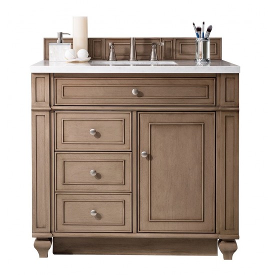 Bristol 36" Single Vanity Walnut w/3 CM Arctic Fall Solid Surface Top