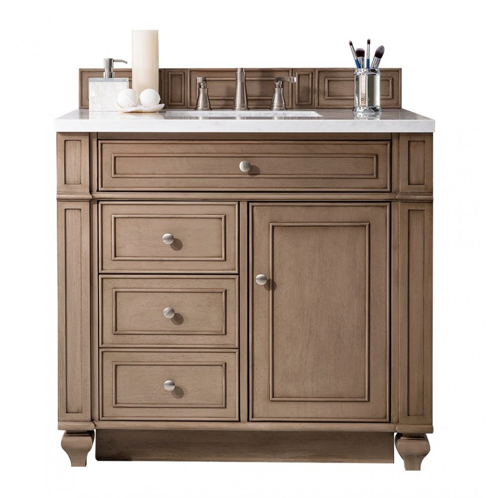 Bristol 36" Single Vanity Walnut w/3 CM Arctic Fall Solid Surface Top