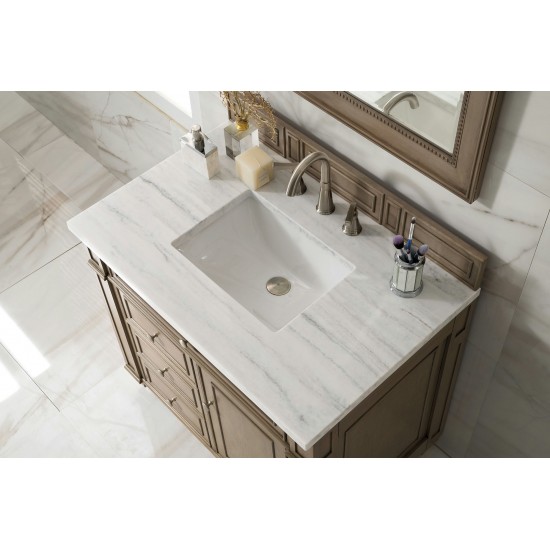 Bristol 36" Single Vanity Walnut w/3 CM Arctic Fall Solid Surface Top