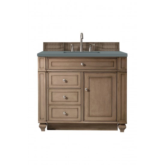 Bristol 36" Single Vanity, Whitewashed Walnut, w/ 3 CM Cala Blue Quartz Top