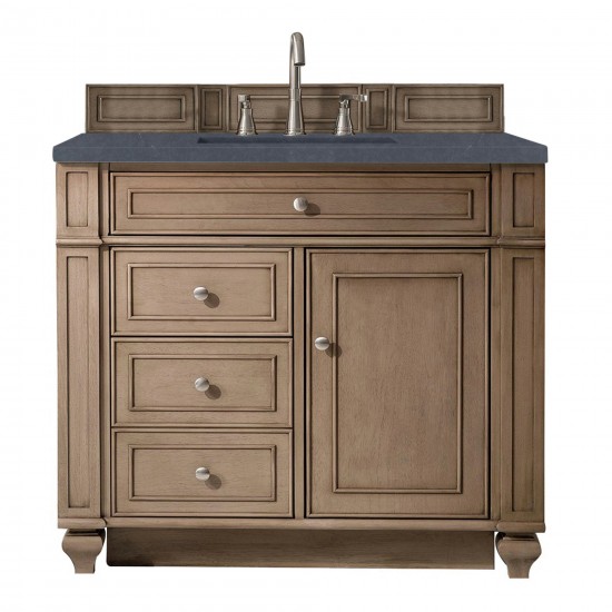 Bristol 36" Single Vanity Walnut w/3 CM Charcoal Soapstone Quartz Top