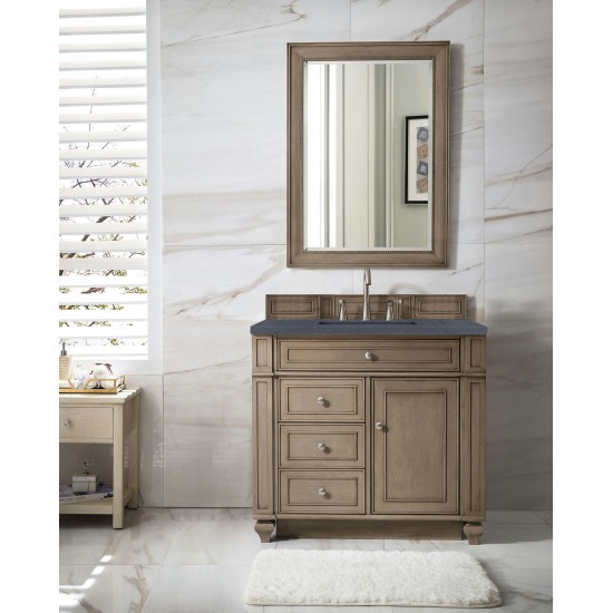 Bristol 36" Single Vanity Walnut w/3 CM Charcoal Soapstone Quartz Top