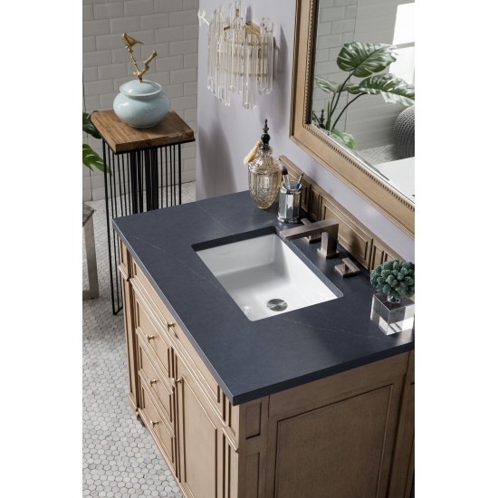 Bristol 36" Single Vanity Walnut w/3 CM Charcoal Soapstone Quartz Top