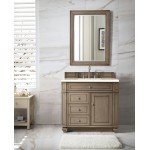 Bristol 36" Single Vanity, Whitewashed Walnut, w/ 3 CM Eternal Marfil Quartz Top