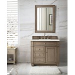 Bristol 36" Single Vanity, Whitewashed Walnut, w/ 3 CM Eternal Serena Quartz Top