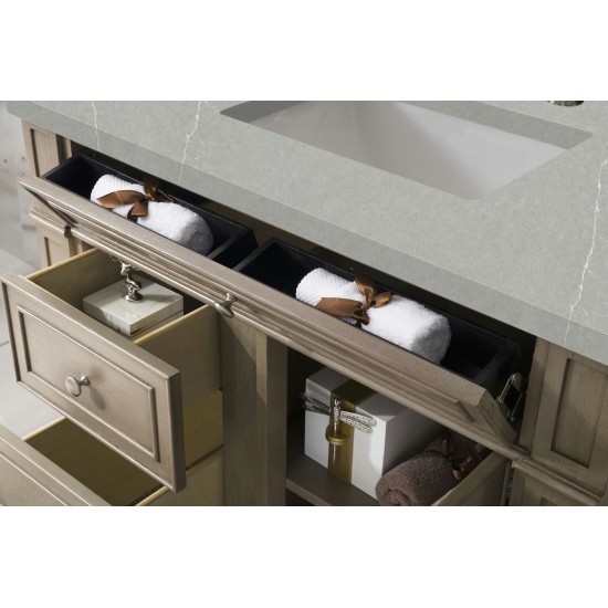 Bristol 36" Single Vanity, Whitewashed Walnut, w/ 3 CM Eternal Serena Quartz Top