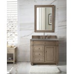 Bristol 36" Single Vanity, Whitewashed Walnut, w/ 3 CM Grey Expo Quartz Top