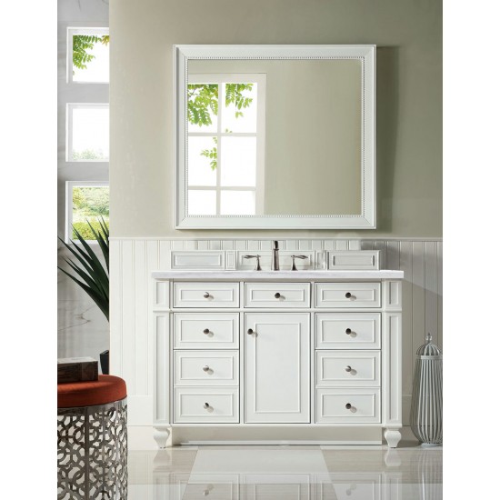 Bristol 48" Single Vanity, Bright White, w/ 3 CM Arctic Fall Solid Surface Top