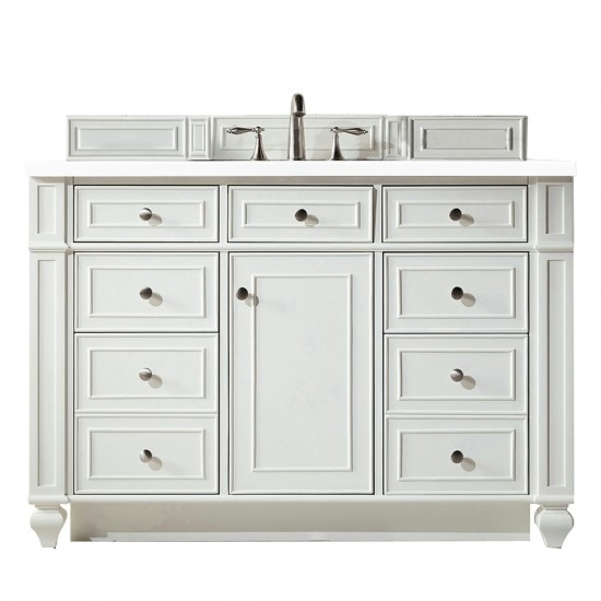 Bristol 48" Single Vanity, Bright White, w/ 3 CM Classic White Quartz Top