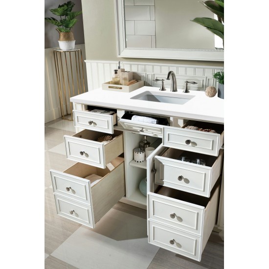 Bristol 48" Single Vanity, Bright White, w/ 3 CM Classic White Quartz Top