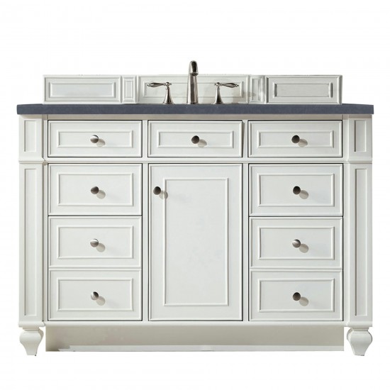 Bristol 48" Single Vanity, Bright White, w/ 3 CM Charcoal Soapstone Quartz Top