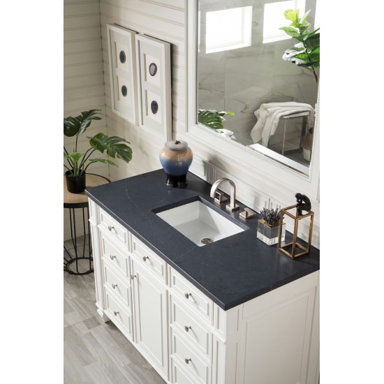 Bristol 48" Single Vanity, Bright White, w/ 3 CM Charcoal Soapstone Quartz Top