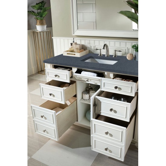 Bristol 48" Single Vanity, Bright White, w/ 3 CM Charcoal Soapstone Quartz Top