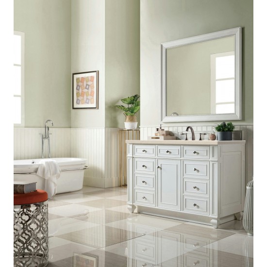 Bristol 48" Single Vanity, Bright White, w/ 3 CM Eternal Marfil Quartz Top