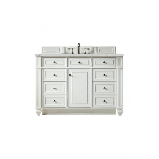 Bristol 48" Single Vanity, Bright White, w/ 3 CM Ethereal Noctis Quartz Top