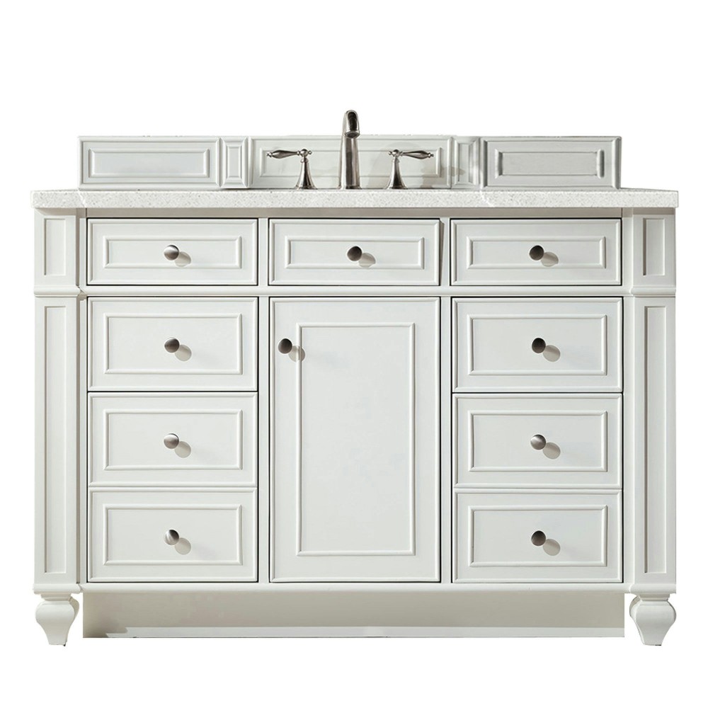 Bristol 48" Single Vanity, Bright White, w/ 3 CM Eternal Serena Quartz Top