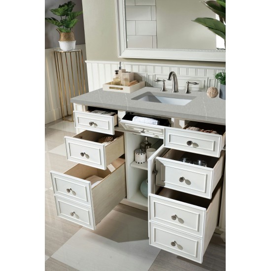 Bristol 48" Single Vanity, Bright White, w/ 3 CM Eternal Serena Quartz Top