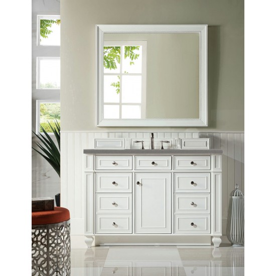 Bristol 48" Single Vanity, Bright White, w/ 3 CM Grey Expo Quartz Top