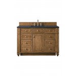 Bristol 48" Single Vanity, Saddle Brown, w/ 3 CM Charcoal Soapstone Quartz Top