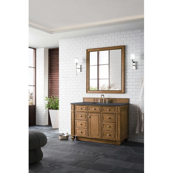 Bristol 48" Single Vanity, Saddle Brown, w/ 3 CM Charcoal Soapstone Quartz Top