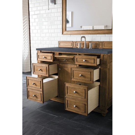 Bristol 48" Single Vanity, Saddle Brown, w/ 3 CM Charcoal Soapstone Quartz Top