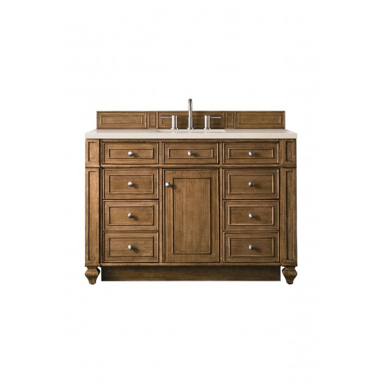 Bristol 48" Single Vanity, Saddle Brown, w/ 3 CM Eternal Marfil Quartz Top