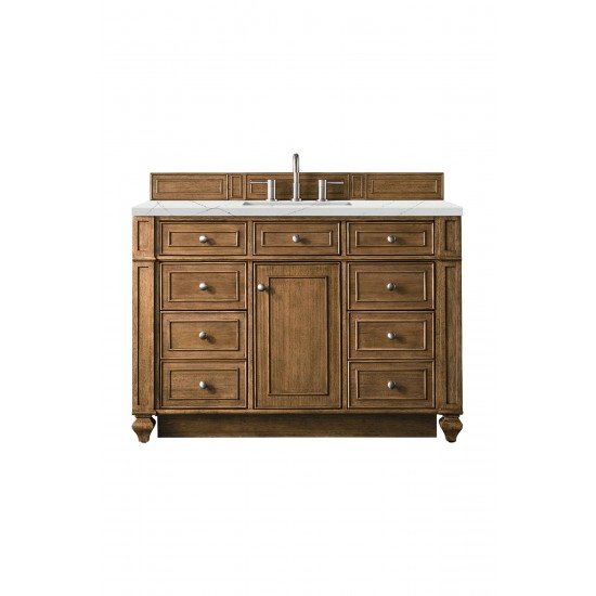 Bristol 48" Single Vanity, Saddle Brown, w/ 3 CM Ethereal Noctis Quartz Top