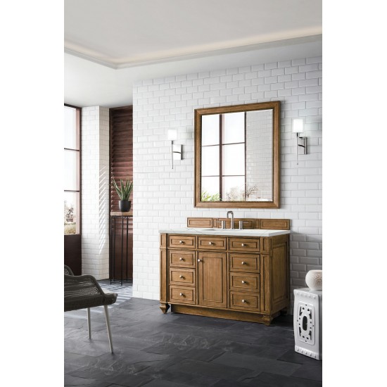 Bristol 48" Single Vanity, Saddle Brown, w/ 3 CM Ethereal Noctis Quartz Top