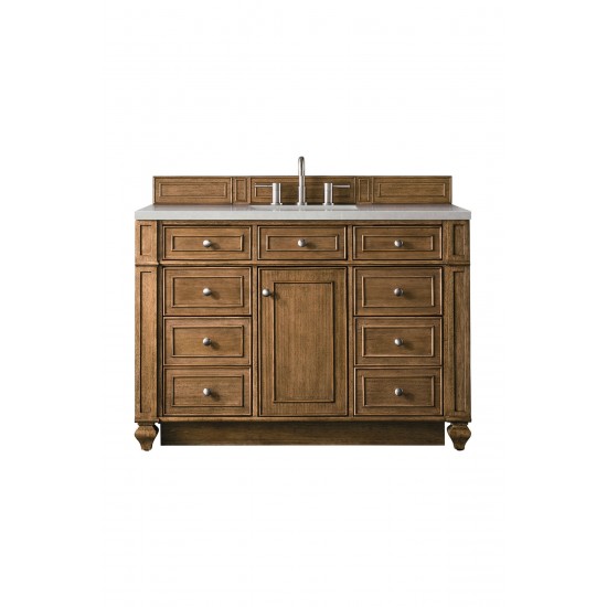 Bristol 48" Single Vanity, Saddle Brown, w/ 3 CM Eternal Serena Quartz Top