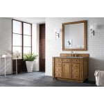 Bristol 48" Single Vanity, Saddle Brown, w/ 3 CM Grey Expo Quartz Top