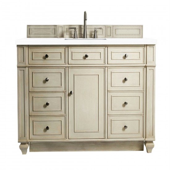 Bristol 48" Single Vanity, Vintage Vanilla, w/ 3 CM Classic White Quartz Top