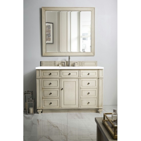 Bristol 48" Single Vanity, Vintage Vanilla, w/ 3 CM Classic White Quartz Top