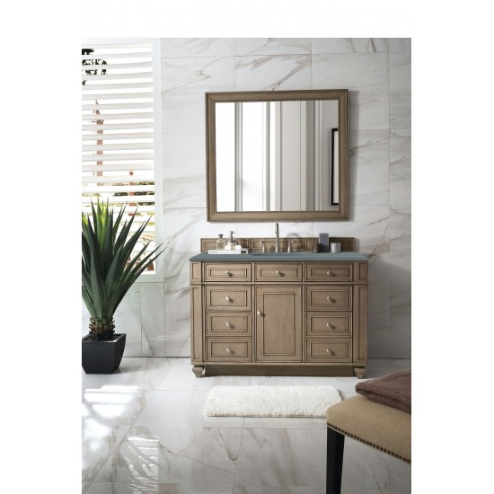 Bristol 48" Single Vanity, Whitewashed Walnut, w/ 3 CM Cala Blue Quartz Top