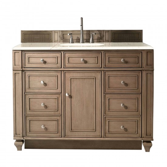 Bristol 48" Single Vanity, Whitewashed Walnut, w/ 3 CM Eternal Marfil Quartz Top