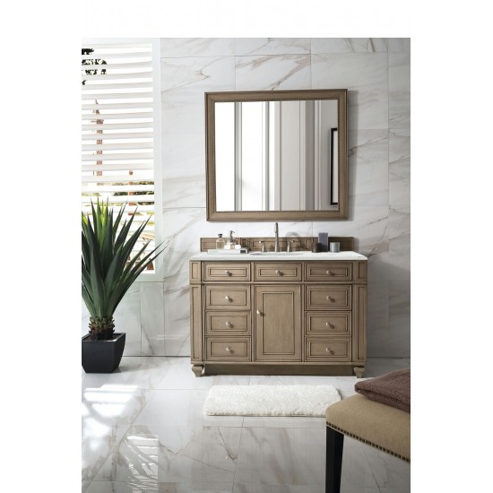 Bristol 48" Single Vanity Whitewashed Walnut w/ 3 CM Ethereal Noctis Quartz Top