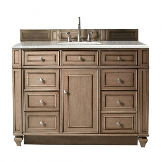 Bristol 48" Single Vanity, Whitewashed Walnut, w/ 3 CM Eternal Serena Quartz Top