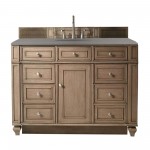 Bristol 48" Single Vanity, Whitewashed Walnut, w/ 3 CM Grey Expo Quartz Top