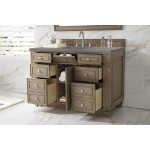 Bristol 48" Single Vanity, Whitewashed Walnut, w/ 3 CM Grey Expo Quartz Top