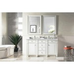 Bristol 60" Double Vanity, Bright White, w/ 3 CM Arctic Fall Solid Surface Top