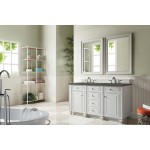 Bristol 60" Double Vanity, Bright White, w/ 3 CM Grey Expo Quartz Top