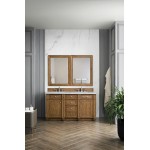 Bristol 60" Double Vanity, Saddle Brown, w/ 3 CM Arctic Fall Solid Surface Top