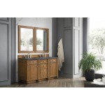 Bristol 60" Double Vanity, Saddle Brown, w/ 3 CM Charcoal Soapstone Quartz Top