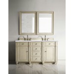 Bristol 60" Double Vanity Vintage Vanilla w/ 3 CM Arctic Fall Solid Surface Top