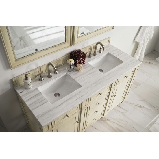 Bristol 60" Double Vanity Vintage Vanilla w/ 3 CM Arctic Fall Solid Surface Top