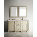 Bristol 60" Double Vanity, Vintage Vanilla, w/ 3 CM Eternal Serena Quartz Top