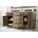 Bristol 60" Double Vanity, Whitewashed Walnut, w/ 3 CM Eternal Serena Quartz Top