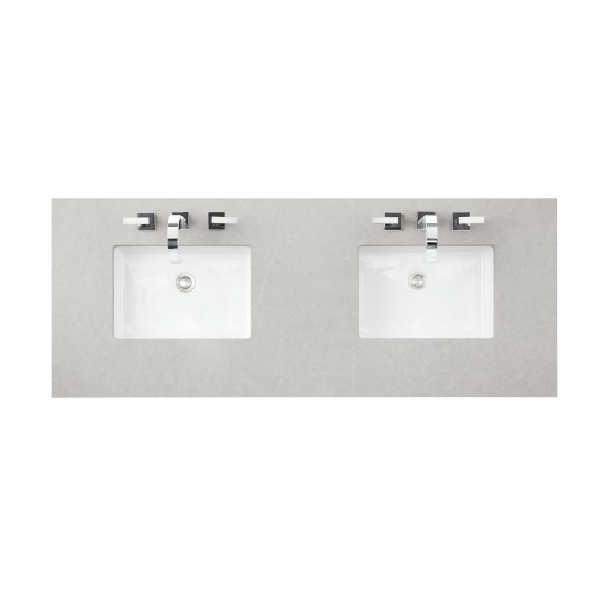 Bristol 60" Double Vanity, Whitewashed Walnut, w/ 3 CM Eternal Serena Quartz Top